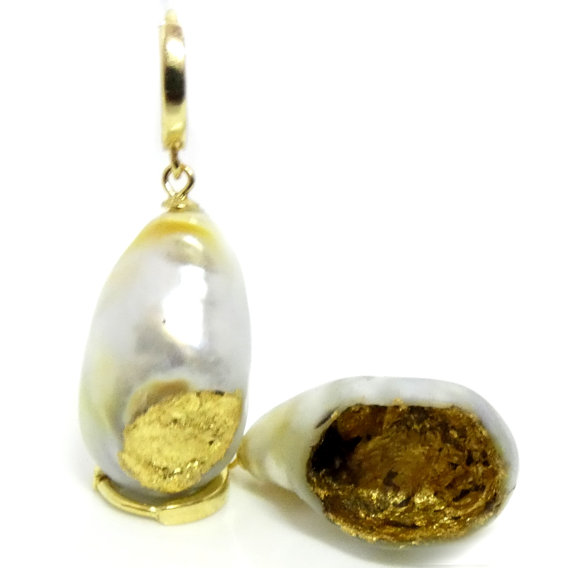 Kintsugi White South Sea Pearl Earrings